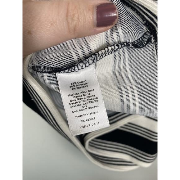 Talbots Top Medium Black White Stripe Textured Ribbed Knit NEW Preppy Old Money - Picture 11 of 13